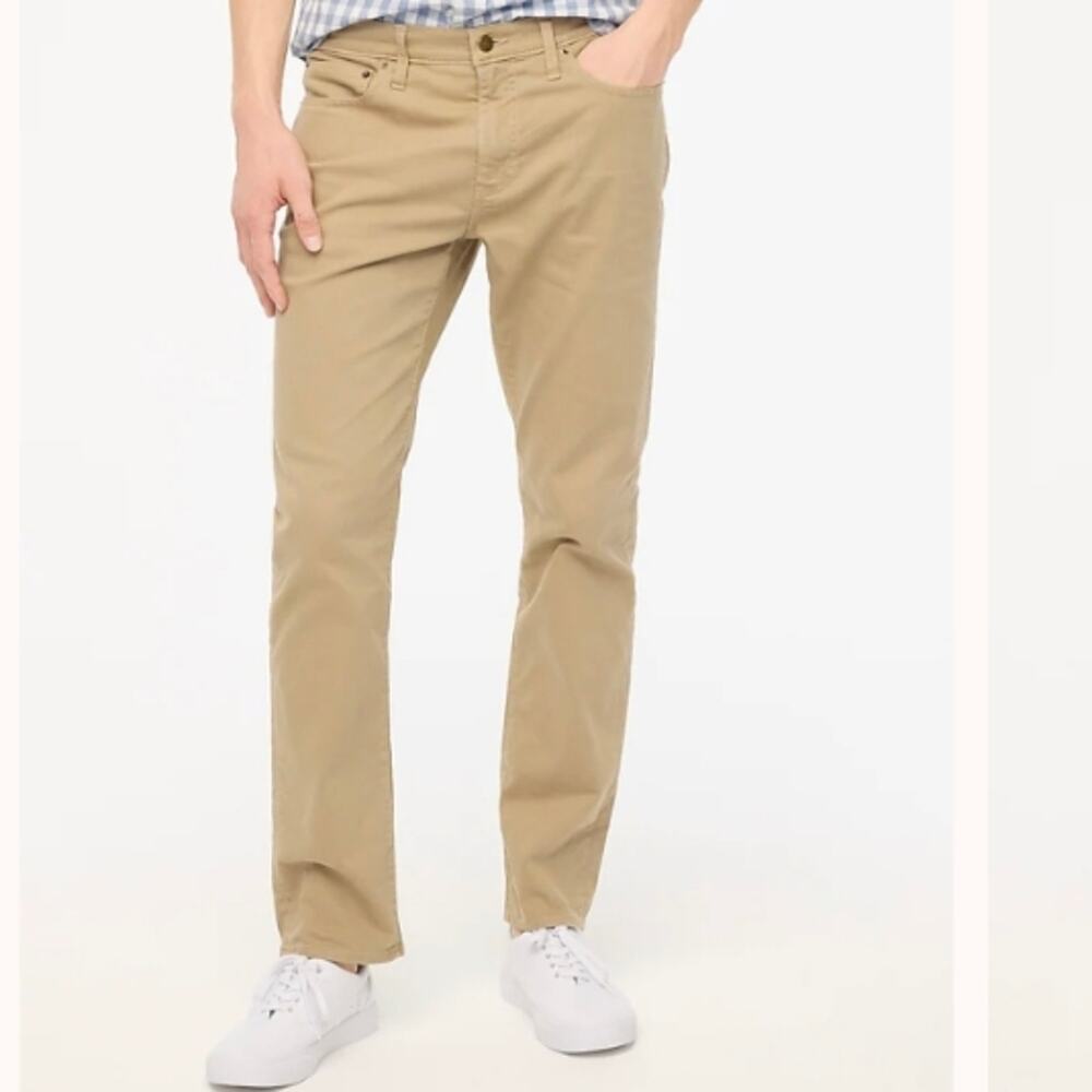 New J. Crew Factory 31x32 Slim-fit garment-dyed five-pocket pant Khaki Men's